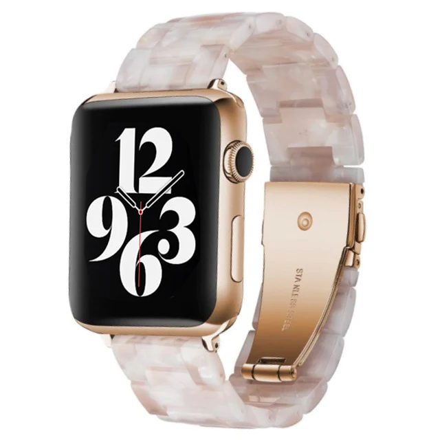 Pearl White Leather Rose Gold Apple iWatch Band Ceramic Strap Apple Watch - Elevate Your Style with Perla  main image 3